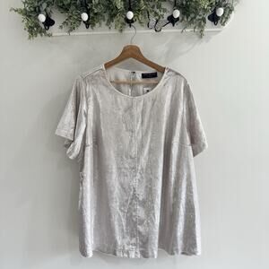 Lane Bryant Silver Shimmer Metallic Short Sleeve Blouse New Size 18